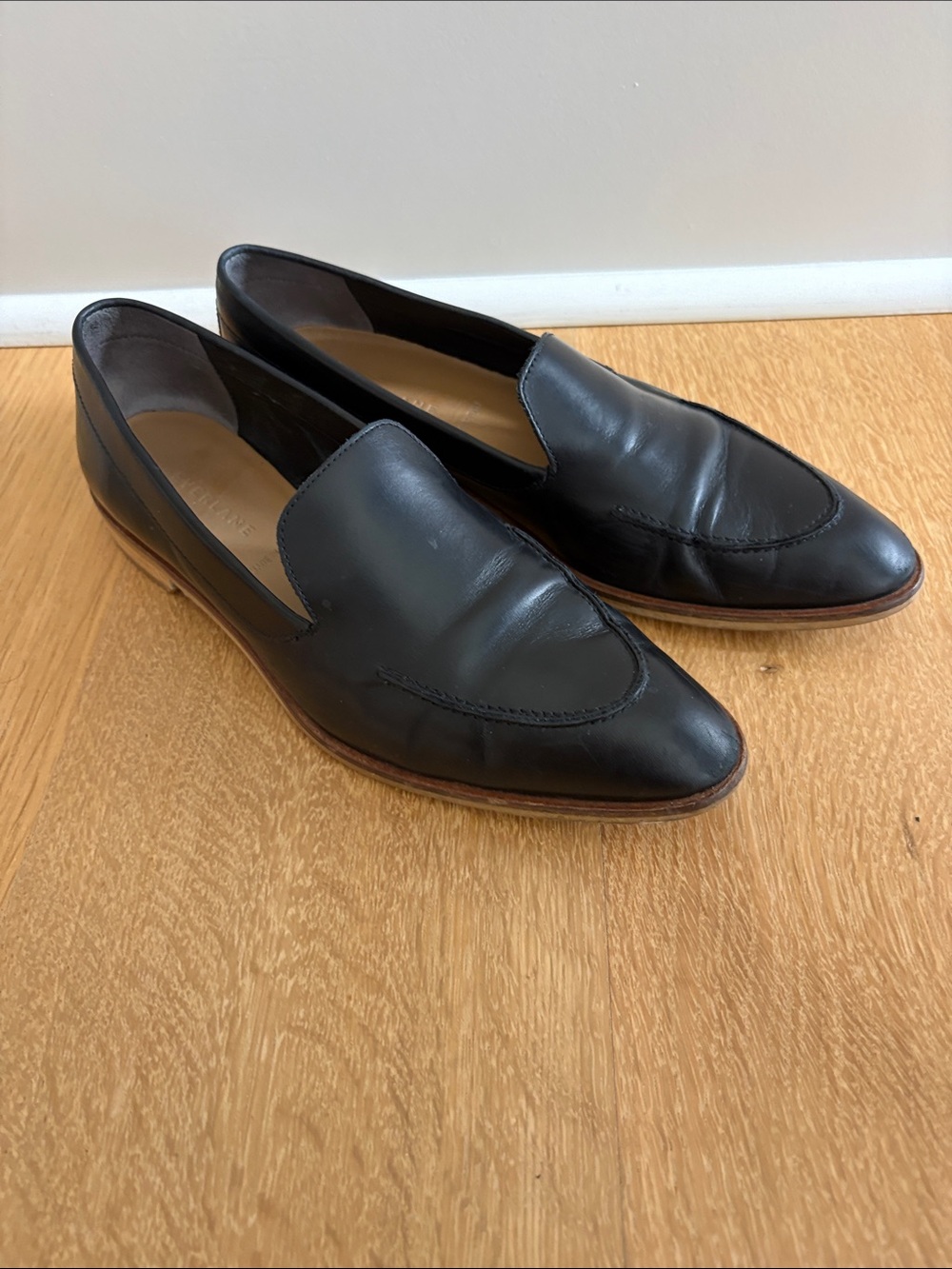 Women’s Black Leather Slip-On Loafers